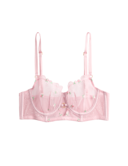 Leah Embroidery Wired Longline Balcony Bra (A-E)