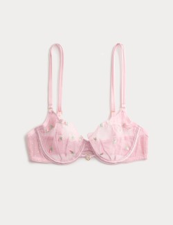 Leah Embroidery Wired Demi Cup Bra (A-E)
