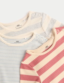 3pk Cotton Rich Striped Long Sleeve Bodysuits (0-3 Yrs)