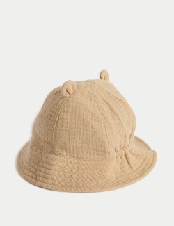 Kids' Pure Cotton Bear Sun Hat (0-3 Yrs)