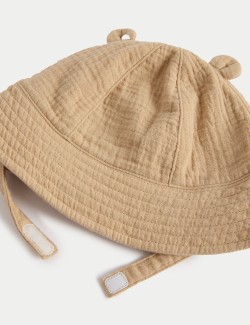 Kids' Pure Cotton Bear Sun Hat (0-3 Yrs)