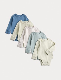 5 Pack Cotton-Rich Rib Long Sleeve Bodysuits (0-3 Yrs)