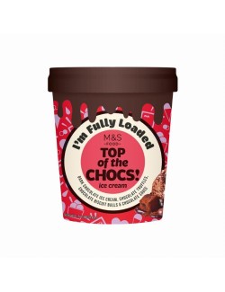 Hořká čokoládová zmrzlina s hořkou čokoládovou omáčkou (12 %), kousky sušenek máčených v mléčné čokoládě (10 %) a čokoládovými l