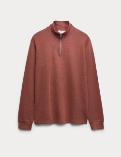 Cotton Rich Double Knit Half Zip Sweatshirt