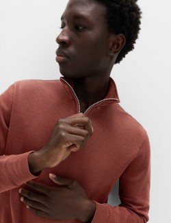 Cotton Rich Double Knit Half Zip Sweatshirt