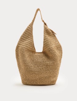 Straw Hardware Detail Shoulder Bag