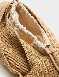 Straw Hardware Detail Shoulder Bag