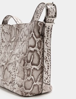 Faux Leather Snakeskin Print Mini Bucket Bag