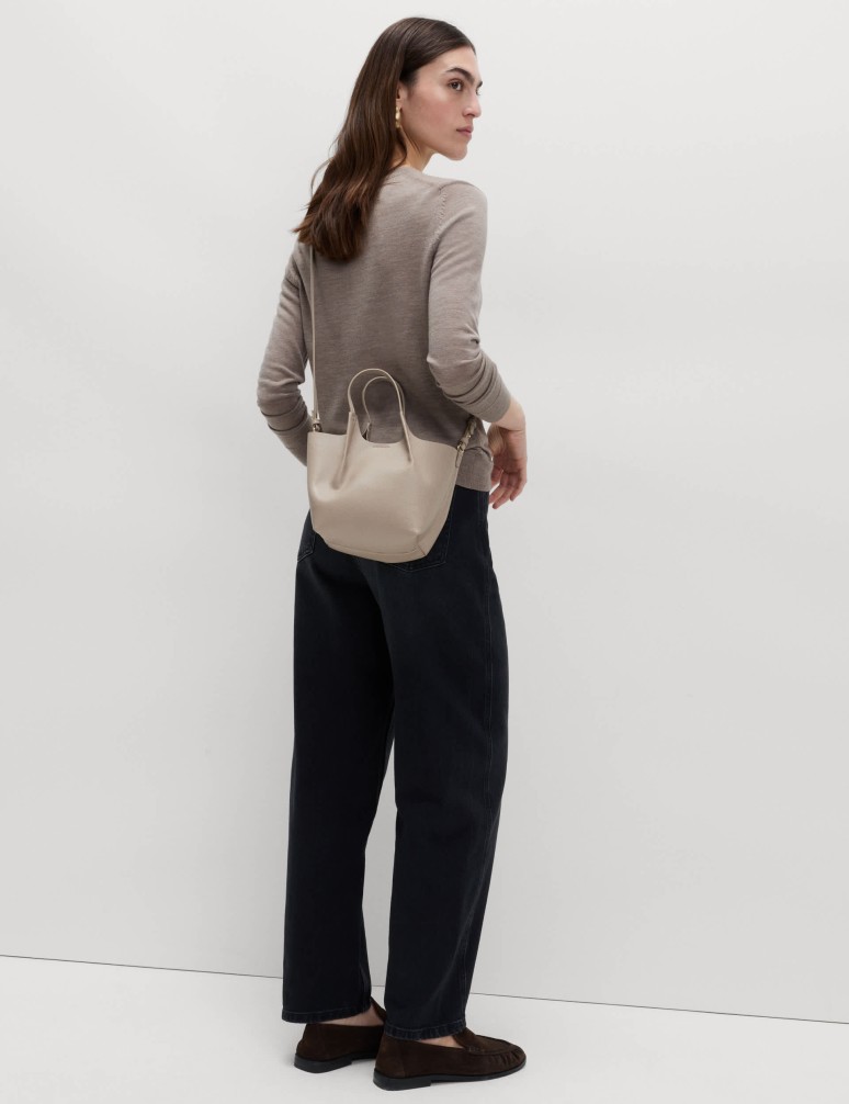 Faux Leather Pinched Mini Tote Bag