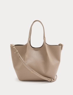 Faux Leather Pinched Mini Tote Bag