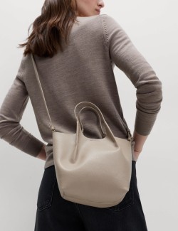 Faux Leather Pinched Mini Tote Bag