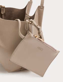 Faux Leather Pinched Mini Tote Bag