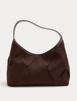 Faux Suede Woven Large Shoulder Bag