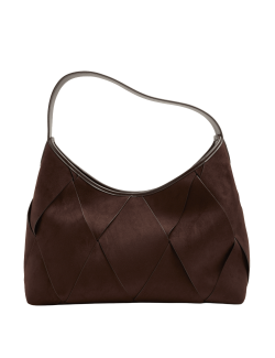 Faux Suede Woven Large Shoulder Bag