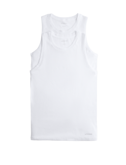 2 Pack Cotton Rich Ribbed Sleeveless Vests