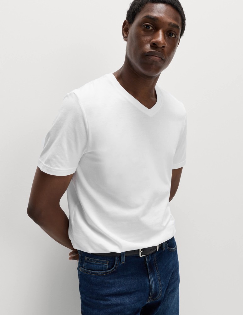 Pure Cotton V Neck T-Shirt