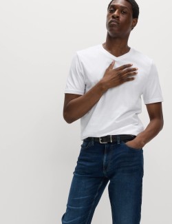 Pure Cotton V Neck T-Shirt