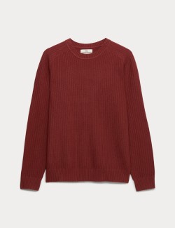 Texturovaný svetr ze směsi bavlny s kulatým výstřihem