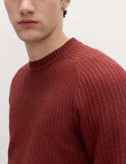 Texturovaný svetr ze směsi bavlny s kulatým výstřihem