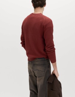 Texturovaný svetr ze směsi bavlny s kulatým výstřihem