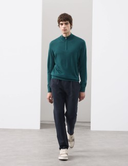 Pure Extra Fine Merino Wool Half Zip Jumper