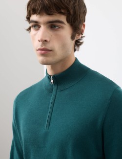Pure Extra Fine Merino Wool Half Zip Jumper