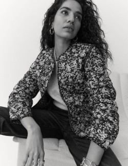 Prošívaná oboustranná bunda z čisté bavlny s potiskem