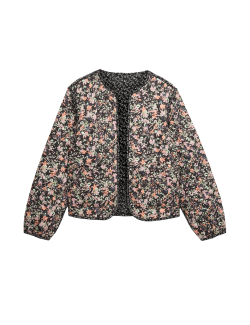 Prošívaná oboustranná bunda z čisté bavlny s potiskem