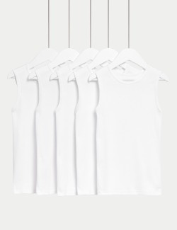 5 Pack Pure Cotton Plain Vests (2-14 Yrs)