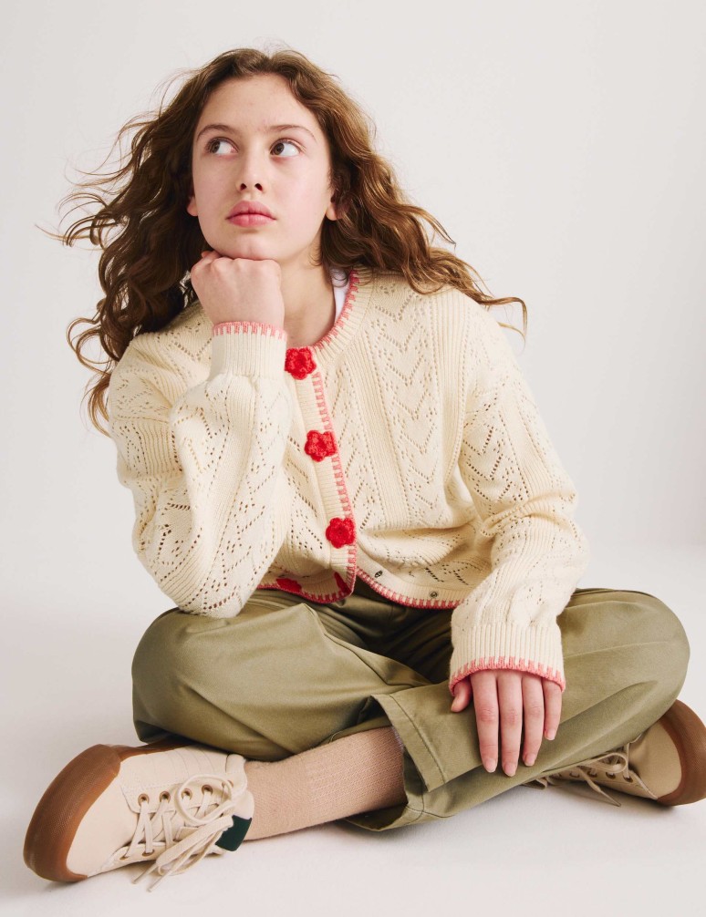 Pure Cotton Rose Cardigan (6-16 Years)