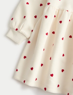 Šaty s drobným srdíčkovým potiskem a vysokým podílem bavlny (2–10 let)