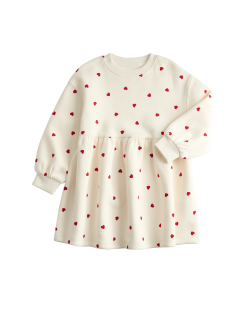 Šaty s drobným srdíčkovým potiskem a vysokým podílem bavlny (2–10 let)