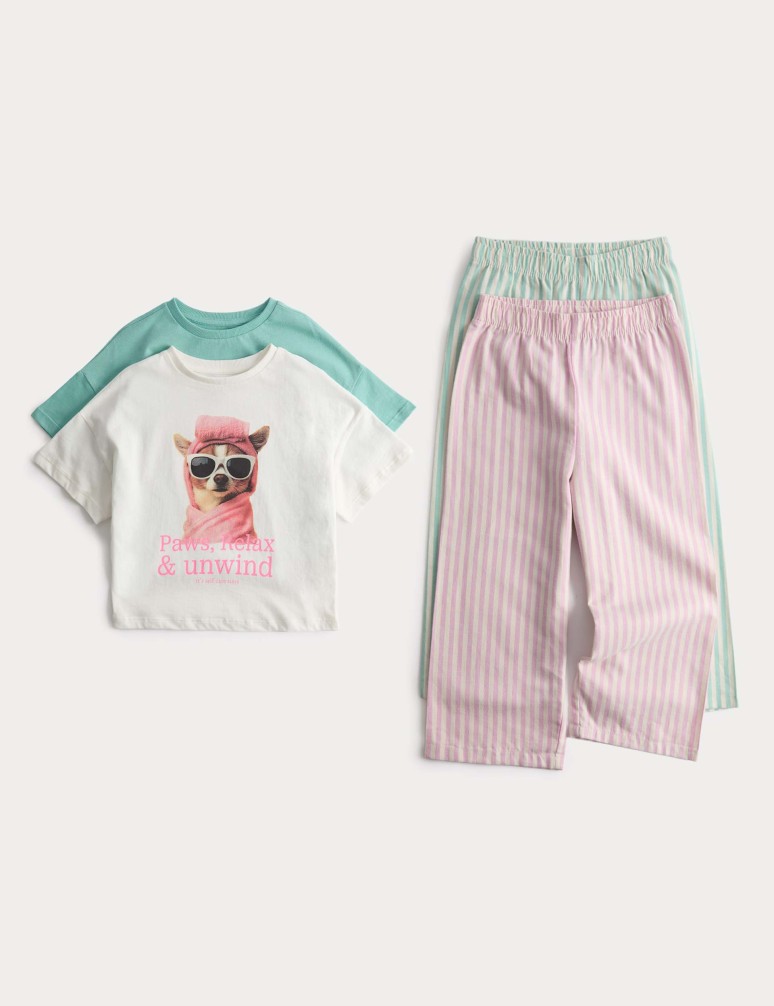 2 Pack Pure Cotton Dog Graphic Pyjama Sets (1-8 Yrs)