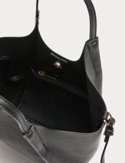 Faux Leather Pinched Mini Tote Bag