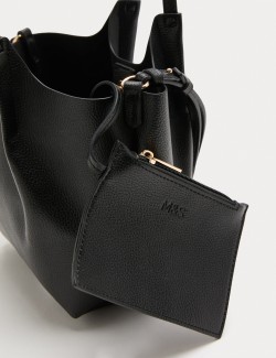 Faux Leather Pinched Mini Tote Bag