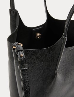 Faux Leather Pinched Mini Tote Bag