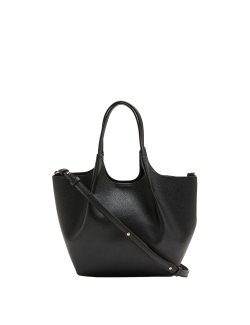 Faux Leather Pinched Mini Tote Bag