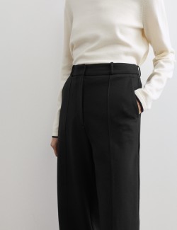 Žerzejové kalhoty s širokými nohavicemi