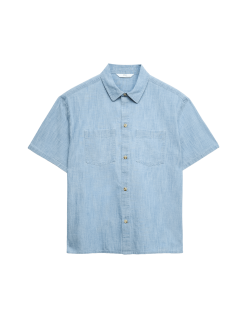 Košile z materiálu šambré z čisté bavlny (6–16 let)