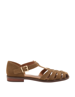 Semišové rybářské sandály s páskem