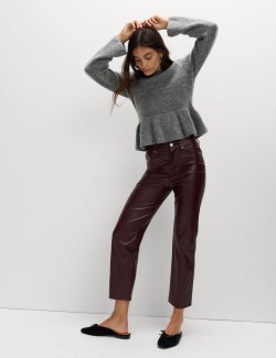 Crew Neck Peplum Jumper with Wool
