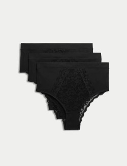 Krajkové brazilské kalhotky pro stomiky, s vysokým podílem bavlny, 3 ks v balení