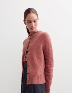 Mohair & Wool Blend Textured Cardigan