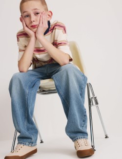 Pure Cotton Barrel Leg Jeans (6-16 Yrs)