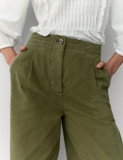 Bavlněné kalhoty s plisovanými nohavicemi vpředu