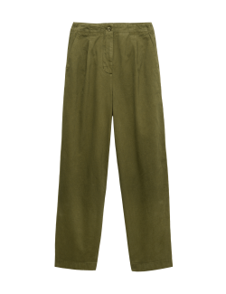 Bavlněné kalhoty s plisovanými nohavicemi vpředu