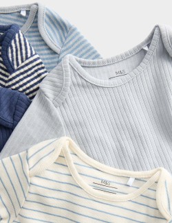 5pk Cotton Rich Long Sleeve Bodysuits (6½lbs-3 Yrs)