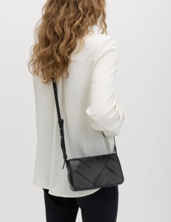 Faux Leather Woven Mini Cross Body Bag