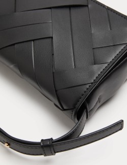 Faux Leather Woven Mini Cross Body Bag