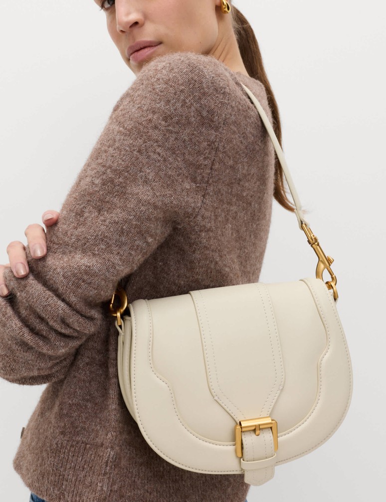 Buckle Detail Cross Body Saddle Bag